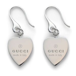 Gucci Sterling Silver Dangling Heart Earrings NEW